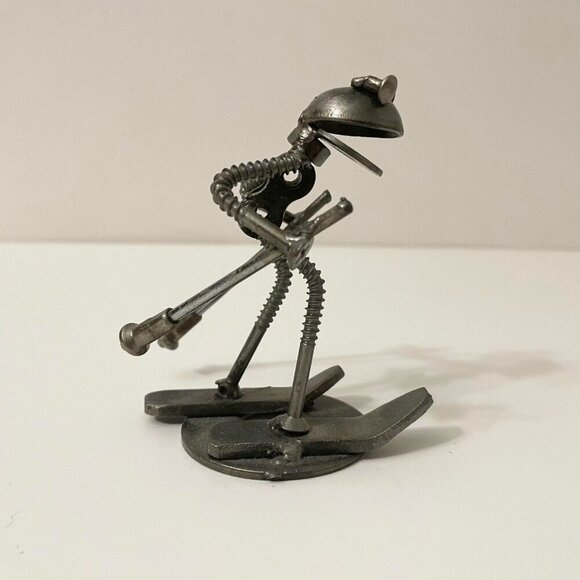 Frog Metal Art Sculpture Skiing Figure Screws Washers - Picture 5 of 16